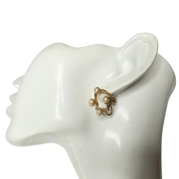 1950's Henry Griffith & Sons 1/20 - 12 K Gold Filled Pearl Screw back Earrings - Picture 11 of 13